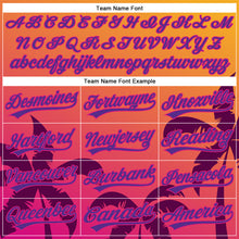 Load image into Gallery viewer, Custom Gold Purple-Hot Pink 3D Pattern Design Hawaii Palm Trees Authentic Baseball Jersey
