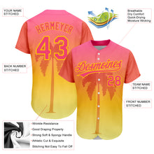 Load image into Gallery viewer, Custom Neon Pink Yellow 3D Pattern Design Hawaii Palm Trees Authentic Baseball Jersey

