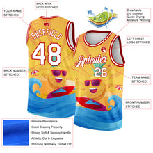 Load image into Gallery viewer, Custom Gold White-Red 3D Pattern Summer Beach Surfing Authentic Basketball Jersey
