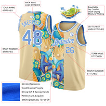 Load image into Gallery viewer, Custom City Cream Light Blue-White 3D Pattern Beach Seashells And Starfishes Authentic Basketball Jersey
