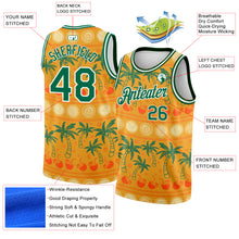 Load image into Gallery viewer, Custom Bay Orange Kelly Green-White 3D Pattern Hawaii Beach Palm Trees Authentic Basketball Jersey
