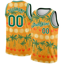 Load image into Gallery viewer, Custom Bay Orange Kelly Green-White 3D Pattern Hawaii Beach Palm Trees Authentic Basketball Jersey
