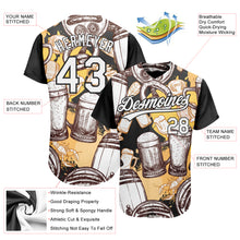 Load image into Gallery viewer, Custom White Black 3D Pattern Design Beer Festival Authentic Baseball Jersey

