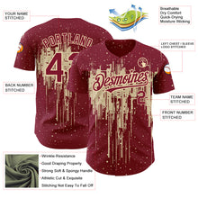 Load image into Gallery viewer, Custom Crimson City Cream 3D Pattern Design Dripping Splatter Art Authentic Baseball Jersey
