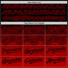 Load image into Gallery viewer, Custom Black Red 3D Pattern Design Gradient Square Shapes Authentic Baseball Jersey
