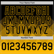 Load image into Gallery viewer, Custom Black Gold 3D Pattern Design Gradient Square Shapes Authentic Baseball Jersey
