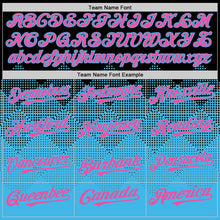 Load image into Gallery viewer, Custom Black Pink-Sky Blue 3D Pattern Design Gradient Square Shapes Authentic Baseball Jersey
