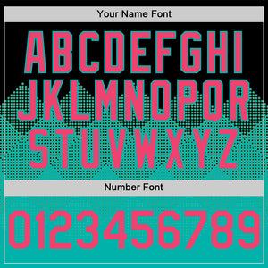 Custom Black Neon Pink-Aqua 3D Pattern Design Gradient Square Shapes Authentic Baseball Jersey