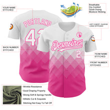 Load image into Gallery viewer, Custom White Pink 3D Pattern Design Gradient Square Shapes Authentic Baseball Jersey
