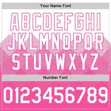 Load image into Gallery viewer, Custom White Pink 3D Pattern Design Gradient Square Shapes Authentic Baseball Jersey
