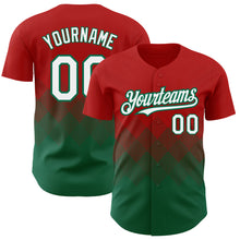 Load image into Gallery viewer, Custom Red White-Kelly Green 3D Pattern Design Gradient Square Shapes Authentic Baseball Jersey
