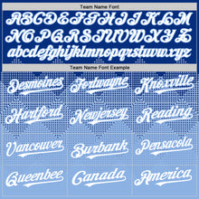 Load image into Gallery viewer, Custom Royal White-Light Blue 3D Pattern Design Gradient Square Shapes Authentic Baseball Jersey

