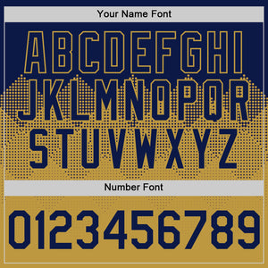 Custom Navy Old Gold 3D Pattern Design Gradient Square Shapes Authentic Baseball Jersey