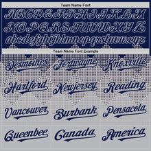 Load image into Gallery viewer, Custom Navy Gray 3D Pattern Design Gradient Square Shapes Authentic Baseball Jersey
