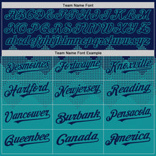 Load image into Gallery viewer, Custom Navy Teal 3D Pattern Design Gradient Square Shapes Authentic Baseball Jersey
