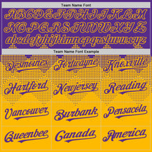 Load image into Gallery viewer, Custom Purple Gold 3D Pattern Design Gradient Square Shapes Authentic Baseball Jersey

