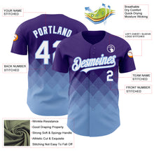 Load image into Gallery viewer, Custom Purple White-Light Blue 3D Pattern Design Gradient Square Shapes Authentic Baseball Jersey
