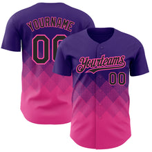Load image into Gallery viewer, Custom Purple Black-Pink 3D Pattern Design Gradient Square Shapes Authentic Baseball Jersey
