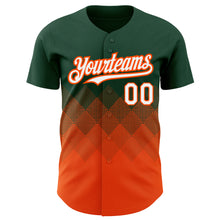 Load image into Gallery viewer, Custom Green White-Orange 3D Pattern Design Gradient Square Shapes Authentic Baseball Jersey
