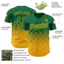 Load image into Gallery viewer, Custom Kelly Green Gold 3D Pattern Design Gradient Square Shapes Authentic Baseball Jersey
