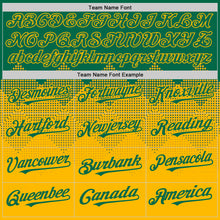 Load image into Gallery viewer, Custom Kelly Green Gold 3D Pattern Design Gradient Square Shapes Authentic Baseball Jersey
