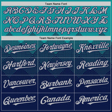 Load image into Gallery viewer, Custom Teal Gray-Navy 3D Pattern Design Gradient Square Shapes Authentic Baseball Jersey
