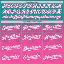 Load image into Gallery viewer, Custom Teal White-Pink 3D Pattern Design Gradient Square Shapes Authentic Baseball Jersey
