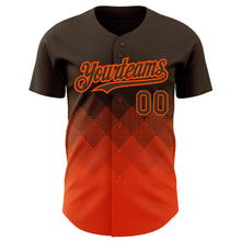Load image into Gallery viewer, Custom Brown Orange 3D Pattern Design Gradient Square Shapes Authentic Baseball Jersey
