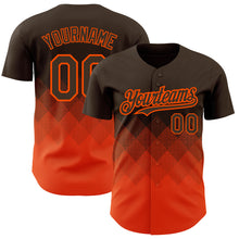 Load image into Gallery viewer, Custom Brown Orange 3D Pattern Design Gradient Square Shapes Authentic Baseball Jersey
