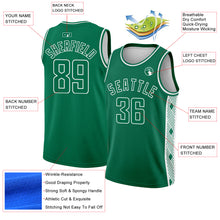 Load image into Gallery viewer, Custom Kelly Green White Side Panel Abstract Lines Authentic City Edition Basketball Jersey
