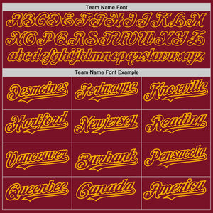 Custom Crimson Gold 3D Pattern Design Abstract Splatter Grunge Art Authentic Baseball Jersey