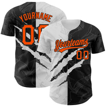 Load image into Gallery viewer, Custom Graffiti Pattern Orange-Black 3D Scratch Authentic Baseball Jersey
