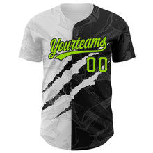 Load image into Gallery viewer, Custom Graffiti Pattern Neon Green-Black 3D Scratch Authentic Baseball Jersey
