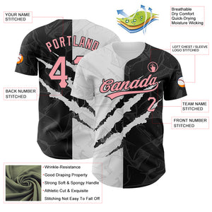 Custom Graffiti Pattern Medium Pink-Black 3D Scratch Authentic Baseball Jersey