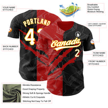 Load image into Gallery viewer, Custom Graffiti Pattern Black Red-Gold 3D Scratch Authentic Baseball Jersey
