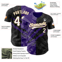 Load image into Gallery viewer, Custom Graffiti Pattern Black Purple-Old Gold 3D Scratch Authentic Baseball Jersey
