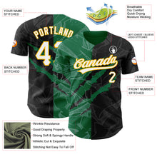 Load image into Gallery viewer, Custom Graffiti Pattern Black Kelly Green-Gold 3D Scratch Authentic Baseball Jersey
