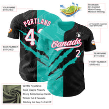 Load image into Gallery viewer, Custom Graffiti Pattern Black Aqua-Neon Pink 3D Scratch Authentic Baseball Jersey
