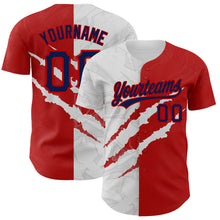 Load image into Gallery viewer, Custom Graffiti Pattern Navy-Red 3D Scratch Authentic Baseball Jersey

