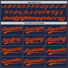 Load image into Gallery viewer, Custom Graffiti Pattern Orange-Navy 3D Scratch Authentic Baseball Jersey
