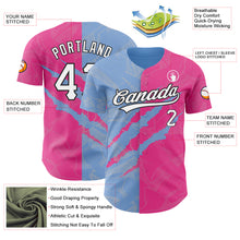 Load image into Gallery viewer, Custom Graffiti Pattern Pink Light Blue-Black 3D Scratch Authentic Baseball Jersey
