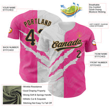 Load image into Gallery viewer, Custom Graffiti Pattern Black Pink-Old Gold 3D Scratch Authentic Baseball Jersey
