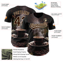 Load image into Gallery viewer, Custom Black Brown Cream 3D Pattern Design International Coffee Day Authentic Baseball Jersey
