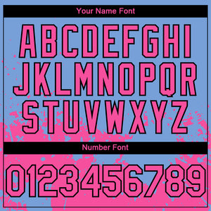 Custom Light Blue Pink-Black 3D Pattern Design Abstract Splash Grunge Art Authentic Baseball Jersey
