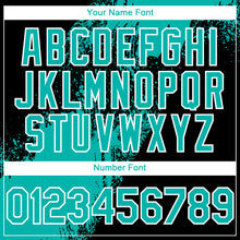 Load image into Gallery viewer, Custom Black Aqua-White 3D Pattern Design Abstract Brush Stroke Authentic Baseball Jersey
