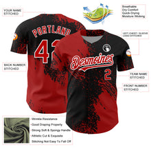 Load image into Gallery viewer, Custom Black Red-White 3D Pattern Design Abstract Brush Stroke Authentic Baseball Jersey
