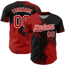 Load image into Gallery viewer, Custom Black Red-White 3D Pattern Design Abstract Brush Stroke Authentic Baseball Jersey
