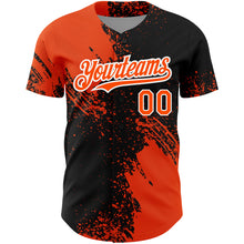 Load image into Gallery viewer, Custom Black Orange-White 3D Pattern Design Abstract Brush Stroke Authentic Baseball Jersey
