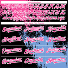 Load image into Gallery viewer, Custom Black Pink-Light Blue 3D Pattern Design Abstract Brush Stroke Authentic Baseball Jersey
