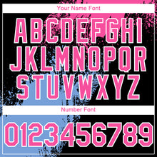 Load image into Gallery viewer, Custom Black Pink-Light Blue 3D Pattern Design Abstract Brush Stroke Authentic Baseball Jersey
